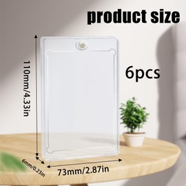 Pack of 6 35PT Magnetic Card Holder, Magnetic Card Holder for Trading Cards, Magnetic Card Holder, Trading Card Case, Protective Covers for Cards, UV Protection, Transparent