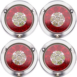 Aoling Truck Tail Lamp Round Trailer Tail Lamp Light Tiger Tail Lamp LED Boat Trailer Tail Lamp Light Trailer Tail Lamp Truck Tail Lamp 12V 24V 16 LED Plated Shell Brake + Small + Turn Signal +