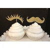 Set of 12 Staches or Lashes cupcakes, 6 Lashes and 6 Staches