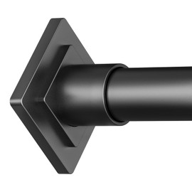 CorkLatta Black Shower Curtain Rod Spring Tension 30 to 68 Inch,1 Inch Diameter Adjustable Shower Rod for Bathroom,No Drilling