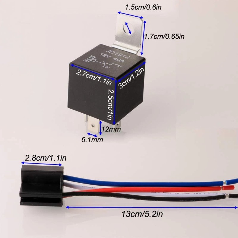 Gebildet JD1912 Car Relay Harness 12V 40A 4 Pin SPST