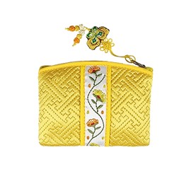 Korean Wallet Traditional Embroidered Hanbok Pouch Coin Purse Korea Chuseok (Yellow)