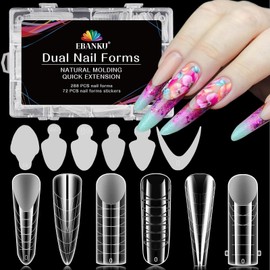 EBANKU 288 PCS Klare Matte Dual Nail System Form Mould Acryl Sarg Nagel Erweiterung Tipps Nail Art Maniküre Werkzeuge Mit 72 PCS French Forms stickers(6 Stile)