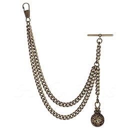 Holy Sins Jewellery Handmade in The UK Vintage Brass Bronze Colour Albert Pocket Watch Chain with Hollow Pendant (8")