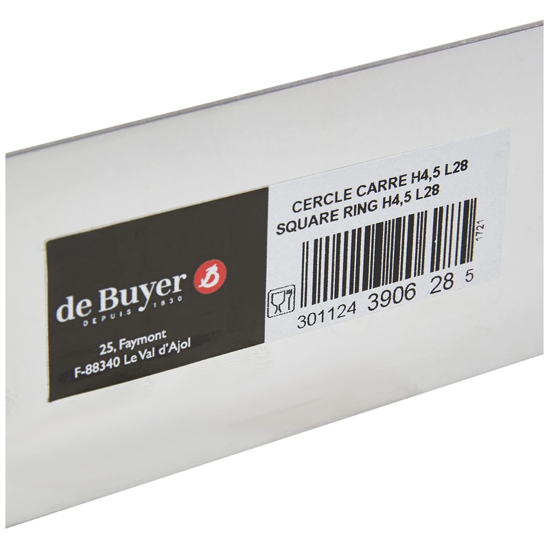De Buyer 3906.28 Stainless Steel Square Rings, 4.5 cm High
