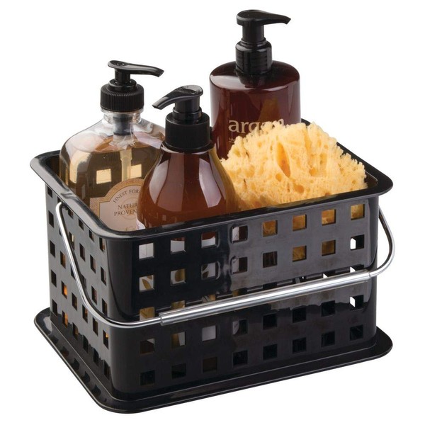 iDesign Basic Cesto portaoggetti, Piccolo organizer multiuso in plastica per bagno e cucina, nero