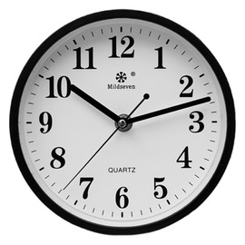 23 cm Large Wall Clock: For Standing or Hanging, No Ticking Noise, Quartz Clock, High Precision Wall Clock, Modern White for Kitchen, Living Room, Office (Black)