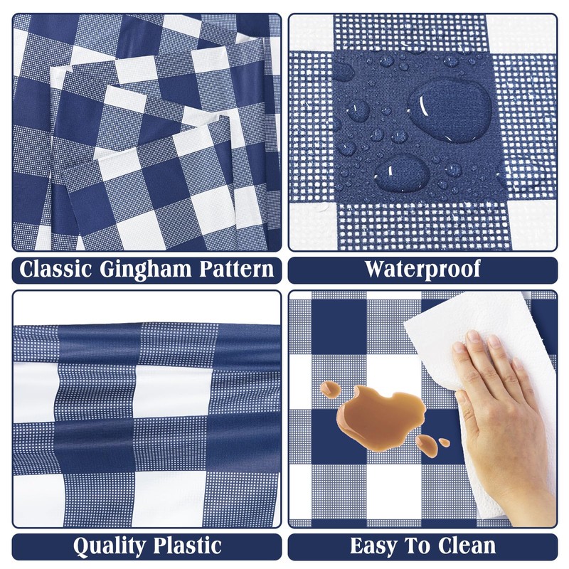 Kopokita 2 Pack Navy Gingham Tablecloth, 54 x 108 Inches