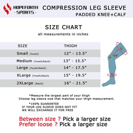 HOPEFORTH Knee Padded 2 Pack Compression Leg Sleeve Thigh Guard Sports Protective Gear Brace Support for Football Basketball Volleyball Softball Tennis Youth Kids Adult