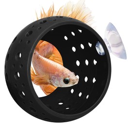 Kathson Betta Tunnel, Aquarium Betta Fish Hideout with Suction Cup Fish Tank Tunnel Shrimp Cave Aquarium Decor Fish Tank Accessories for Small Fish Shrimp Betta Guppy Hiding Resting (Black)