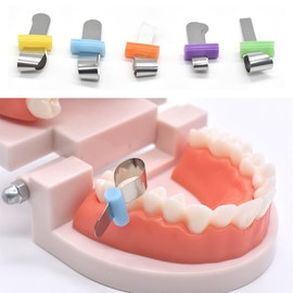 50 Pieces Dental Sectional Matrix Bands with Positioning Wedges for Dental Restorations, 0.05mm Thickness, Assorted Shapes and Colors, Double-Side Soft Metal Contoured Matrices System for Adults Kids