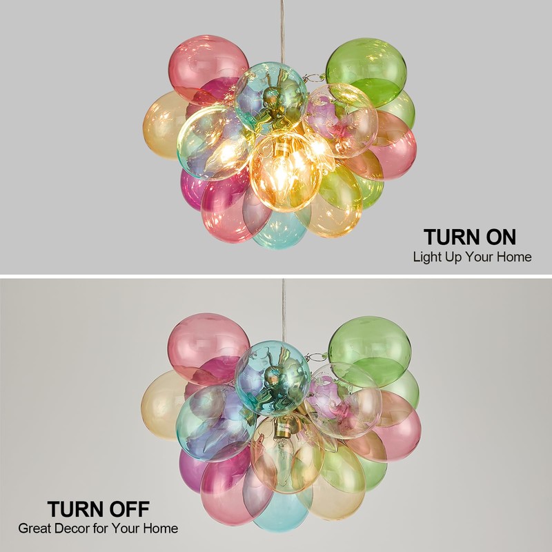 Surpars House Colorful Bubble Balls Chandelier, Modern Glass Ceiling Light,