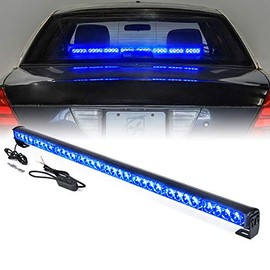 Xprite 35.5" Inch 32 LED Strobe Emergency Traffic Advisor Warning Light Bar w/ 13 Flashing Patterns for Firefighter Vehicles Trucks Cars - Blue