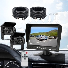 iPoster 2x 4PIN Rear View Backup Camera 12-24v 7" Monitor Night vision For Truck Trailer