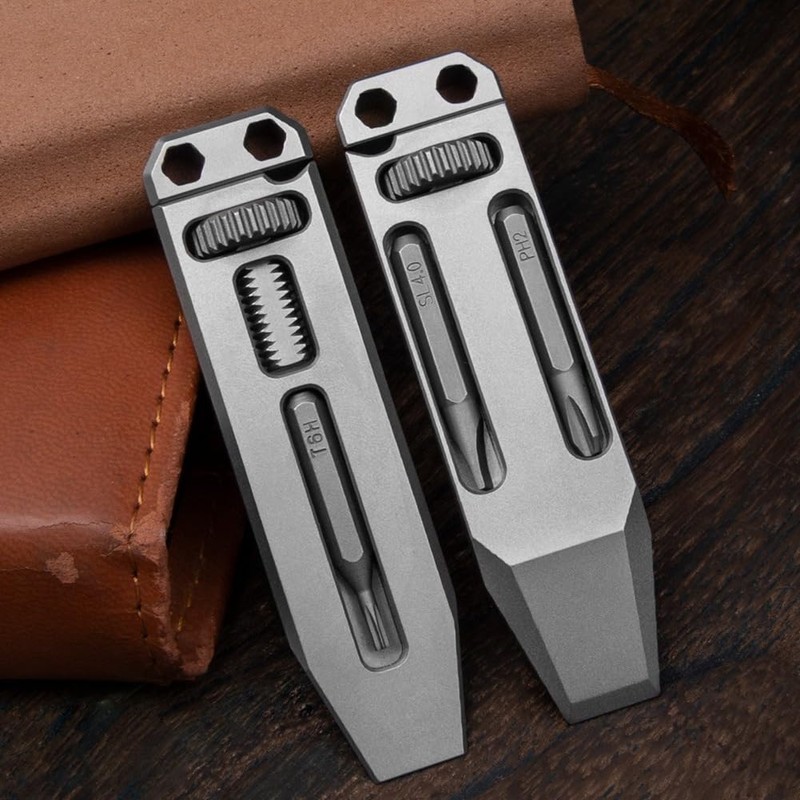 Giilayky TC4 Titanium Alloy Multi-Function Pry Bar Corkscrew Screwdriver Mini