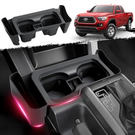 Sunsdrew 2 in 1 in Cup Holder for Toyota Tacoma 2016-2023 Center Console Cup Holder Insert Silicone Drink Organizer Holder for Tacoma Interior Upgrade Accessories