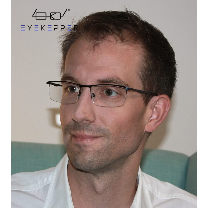 Eyekepper Qualität Halbrand Metall Lesebrille Federscharnier Lesehilfe in Schwarz+1.50