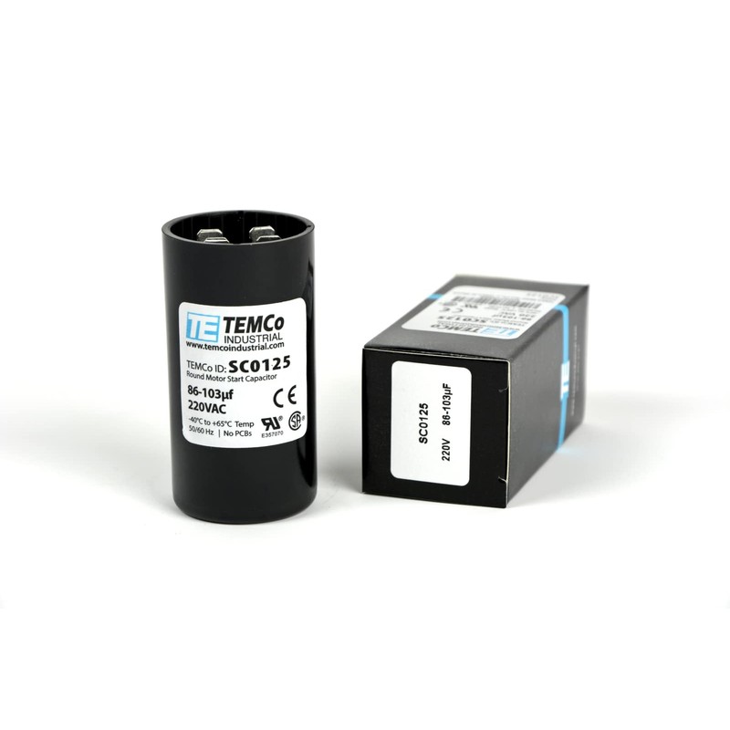 TEMCo 86-103 uf/MFD 220 VAC Volts Round Start Capacitor 50/60
