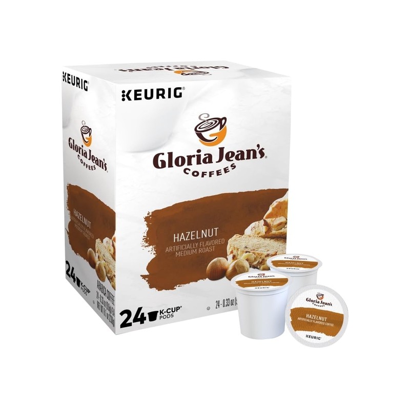 Gloria Jean's Coffees Hazelnut, Single-Serve Keurig K-Cup Pods, Flavored Medium
