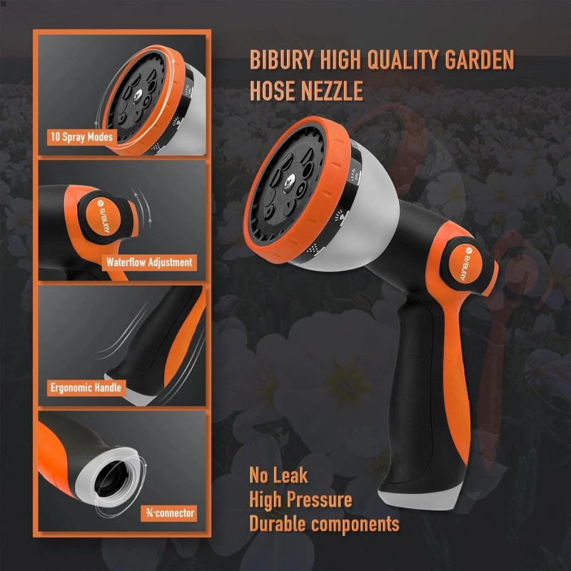 Bibury 10-Pattern High Pressure Garden Hose Nozzle