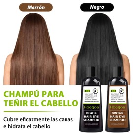 LUSCOR Champú Instant Hair Color para Cabello，Tinte Capilar Champú 3 en 1，Champú para Teñir el Cabello Negro 3 en 1,Coloración a Base en Minutos para Mujeres y Hombres (Black+Brown)