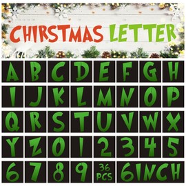 36 Pieces Christmas Alphabet Stencils Reusable Letter Number Stencil Templates Christmas Holiday Wood, Wall, Fabric,Chalkboard, Sign, DIY Art Projects Decoration (6 Inch)
