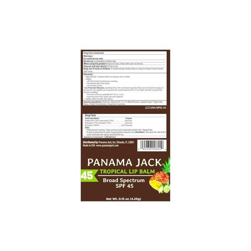 Panama Jack Bálsamo Labial Con Protector Solar - Fps 45,