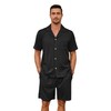 EK4YDNDS Men Pajama Set, Button up Sleepwear Short Sleeve Pjs