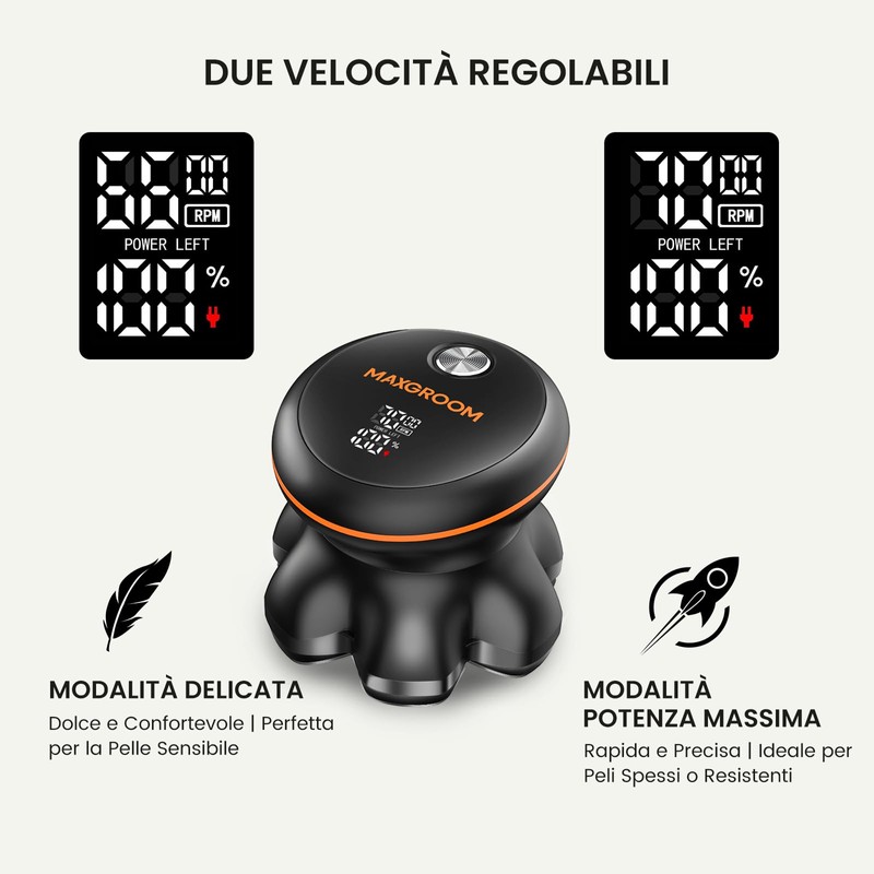 MAXGROOM 7D Rasoio Testa Calva Zero Assoluto 2 Velocità 7000&6600