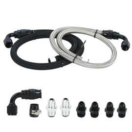 PQY 25Inch 6AN Power Steering Pump Hose Kit Compatible with Chevy C10 LS Swap Engine, High/Low Pressure Line with Leak-Proof Design Connect to GM Type II Power Steering Pump