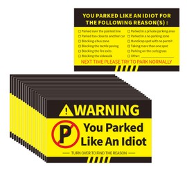 Bad Parking Cards, 60Pcs You Parked Like an Idiot Business Cards, 3.5 x 2 in Bad Parking Stickers with Multi Reasons, Funny Parking Violation Stickers for Bad Parker (60, Yellow)