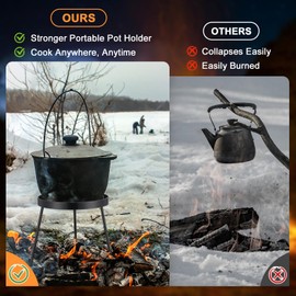 Campfire Tripod for Dutch Oven, Portable Camping Tripod for Cooking Rust-Resistant Campfire Cooking Stand Cooking Tripod Open Fire Tripod Grill for Cooking Camping Accessories for Outdoor Kitchen