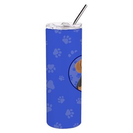 Caroline's Treasures WDK1015TBL20 Beagle Tricolor #1 Stainless Steel 20 oz Skinny Tumbler, Blue Vacuum Double Walled Reusable Insulated Tumbler Travel Cup for Coffee Cocktails Gift with Lid, 20 oz