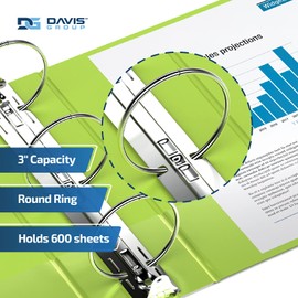 Premium Economy 3-Inch Binder, 3-Ring Binder for School, Office, or Home, Colored Binder Notebook, Pack of 6, Round Ring, Lime Green