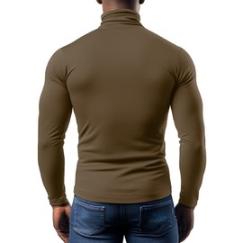 IVOVFANZY Thermal Undershirt Mens Turtleneck Base Layer Top Long Sleeve Shirts(Brown, L)