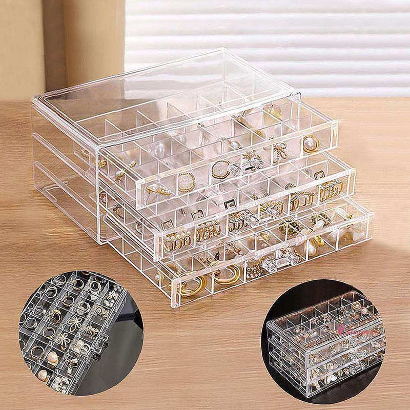 ShopangY 3-Tier Transparent Organizer Drawer for Nail Art Supplies