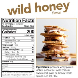 Nuts ‘N More Wild Honey Peanut Butter Spread - High Protein, Low Carb, Low Sugar, Gluten Free, Non-GMO, All-Natural Nut Butter Snack (15oz Jar)