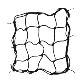 JNNJ Motorcycle Net, Luggage Cargo Net Helmet Net with Hooks, Cargo Net 30CM X 30CM Stretches to 60CM X 60CM with Thicken Hooks, Bungee Cargo Nets for Motorcycles Motorbike Bikes (Black)