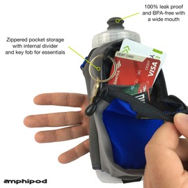 Amphipod Hydraform Ergo-Lite Ultra 20 oz. Handheld Water Bottle, BPA-Free Hydration/Fuel Bottle, Endurance Runners & Walking, Charcoal/Green