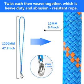 Vicloon Swing Attachment, 1.2 m Hammock Attachment Suspension Cord with Hook, Hammock Rope for Outdoor Tree Hanging Chair Playground Set, 200 kg, Blue