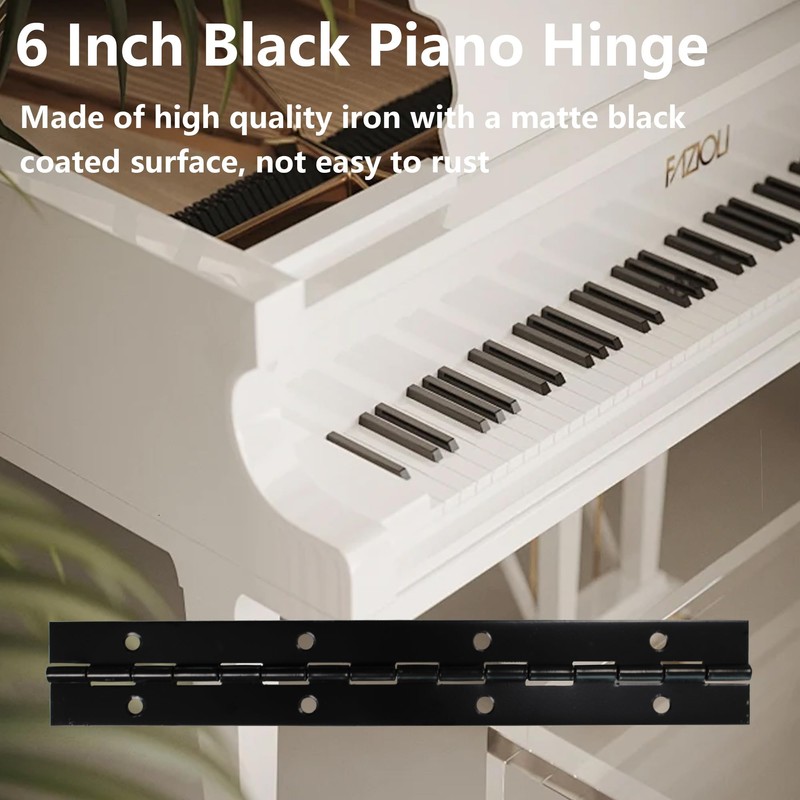 AUXBC 4PCS 8Inch Black Piano Hinge, Heavy Duty Metal Continuous