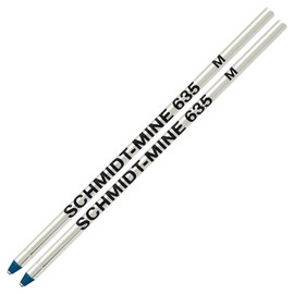 Schmidt 635 D1 Mine Ballpoint Refill - Blue Ink (Medium Tip 0.7mm) - Pack of 2