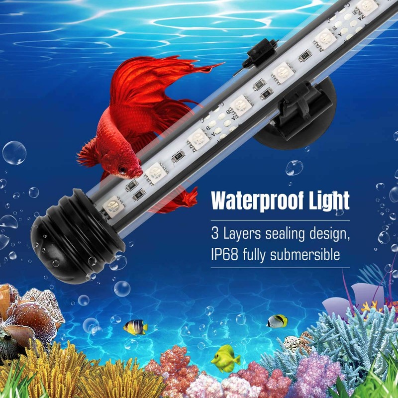 iKefe 7.5" White & Blue Submersible LED Aquarium Fish Tank