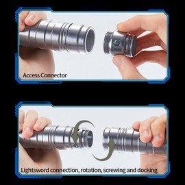 S OUJCEN Lightsaber Fx Dueling Force 15 RGB Colors Type-C Metal Hilt Rechargeable 4 Modes Force Fx Dueling Light Saber Lightsaber Gifts for Boyfriend Girlfriend and Adults (Silver)