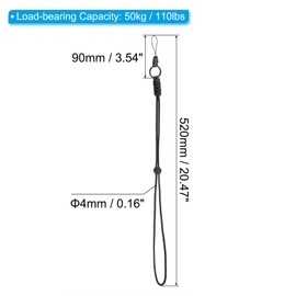 TOP-VIGOR 1Pcs Badge Lanyard, 20 Inch Necklace Keychain Badge Cord Metal Clasp Hook Ring Strap for Keys Whistle ID Card Badge Holder, Black