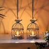 Solar Lanterns Outdoor Waterproof, Rust Iron Cage Candle Holder with