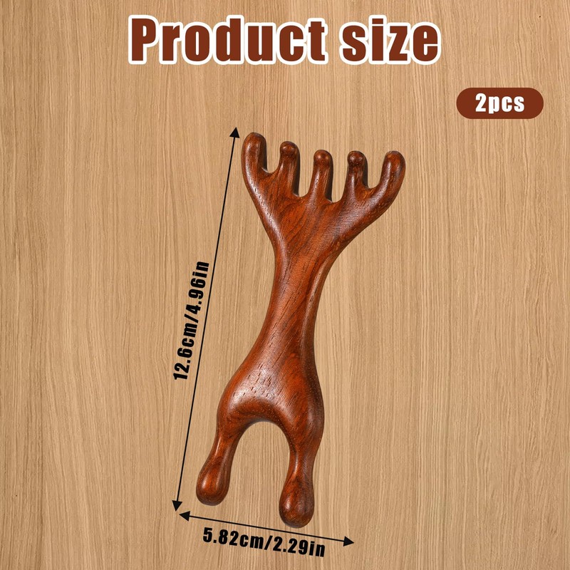 Wooden Scalp Massager 2 Pcs 5-Claw Natural Sandalwood Massage Comb