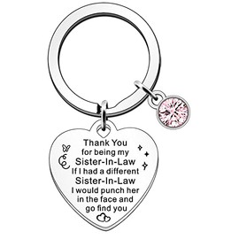 JETTOP Funny Sister in Law Gifts Keyring Gifts for Sister in Law Birthday Christmas Valentines Day Present (I Would Punch Her Face)