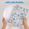 6 Pack Floral Kitchen Towels Blue Dish Cloth Quick Dry