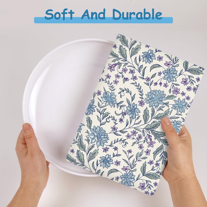 6 Pack Floral Kitchen Towels Blue Dish Cloth Quick Dry